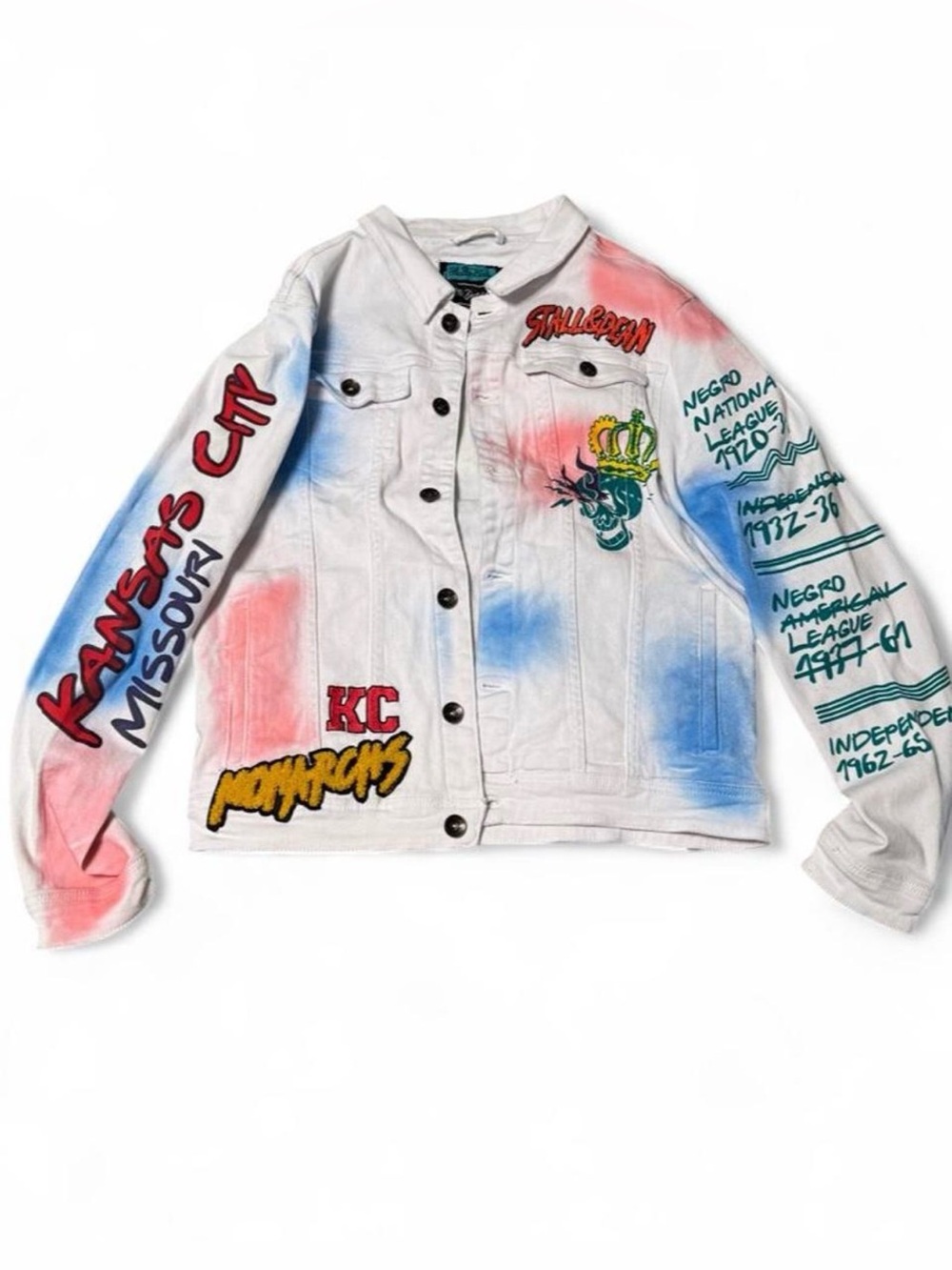 Stall & Dean x 8th Dstrkt KC Monarchs Graphic Denim Jacket White L